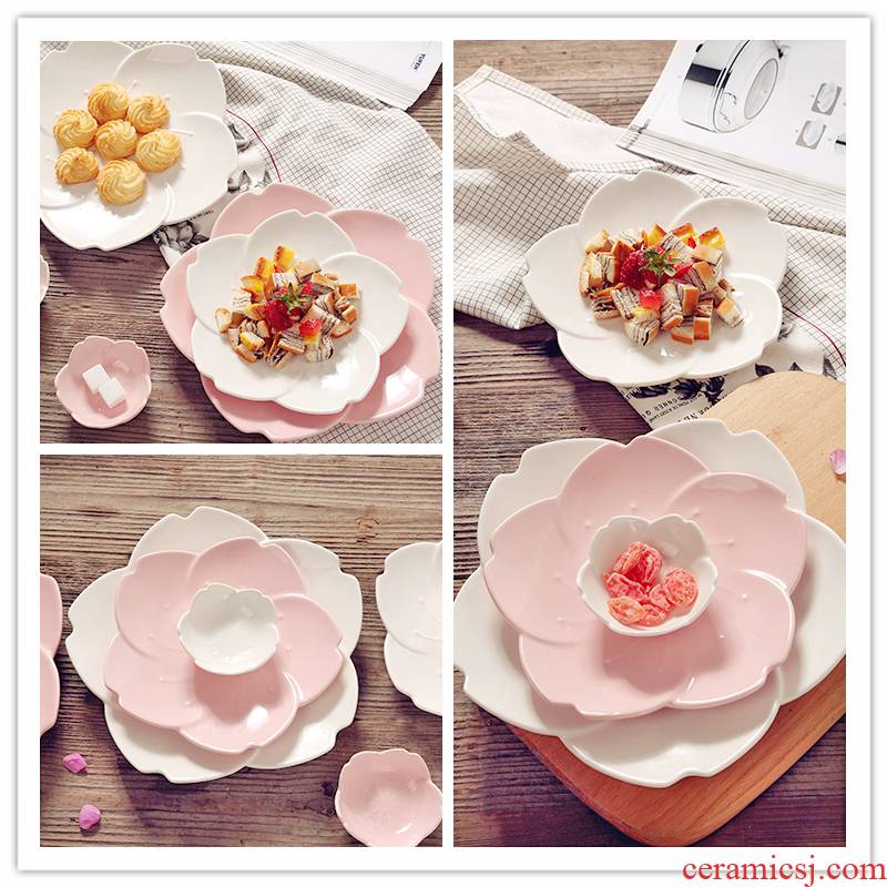 Japanese romantic cherry blossoms ceramic tableware breakfast dish fruit bowl western cow ribs porcelain dish dish dish vinegar dessert