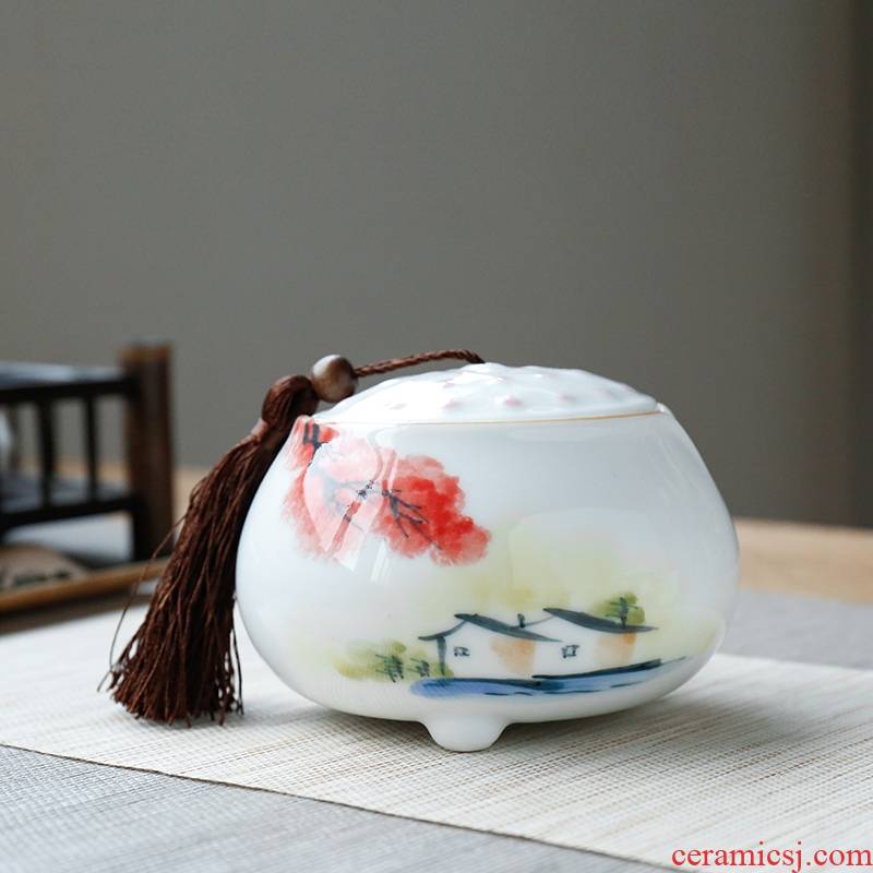 Qiao mu sweet white glaze hand - made ceramic kung fu tea caddy fixings seal pot pu 'er tea, green tea pot gift boxes
