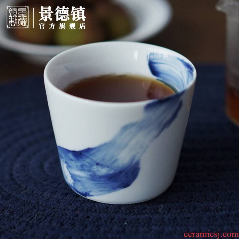 Jingdezhen flagship stores in ceramic hand - made little blue cup of personal tea tea sample tea cup single CPU