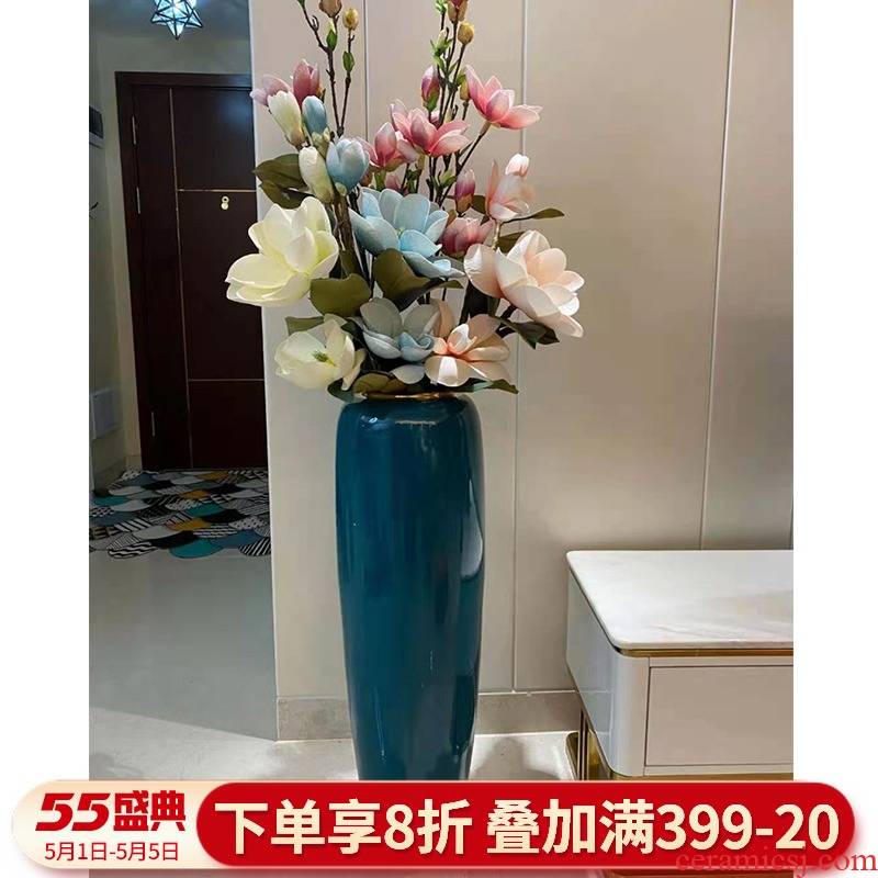 Light European - style key-2 luxury ceramic floor large contracted sitting room TV cabinet vase dried flowers, American adornment furnishing articles