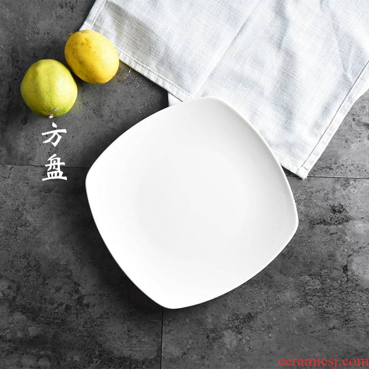 Pure white creative ceramics steak plate of western dishes with shallow dish dish dish dish square plate plates western - style tableware