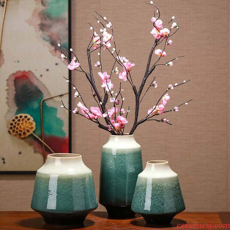 New Chinese style vases, flower arranging TV ark home sitting room porch floral zen ceramic table dry flower adornment furnishing articles