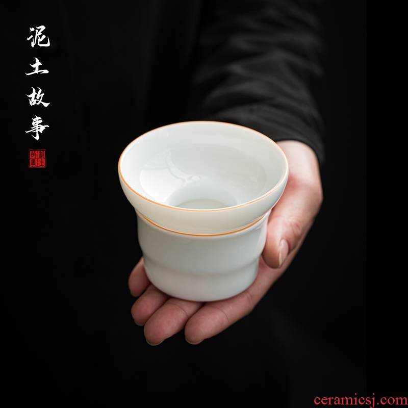 Dehua suet jade white porcelain tea strainer zero with ceramic tea tea tea strainer screen suet jade porcelain tea set