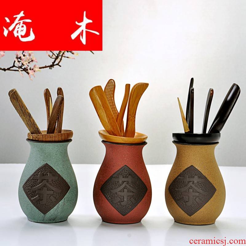 The Six gentleman 's suit wood, ceramic tea accessories ebony wood wenge kung fu tea accessories