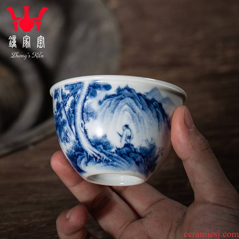 Clock home trade, one cup of jingdezhen porcelain maintain internal and external landscape small ceramic cups kung fu tea set personal single CPU