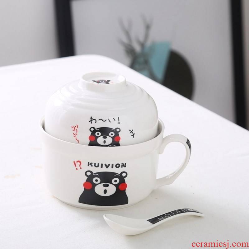 Prevent hot student canteen dozen rice cylinder microwave bento enamel cup noodles with cover li riceses leave ceramic meal