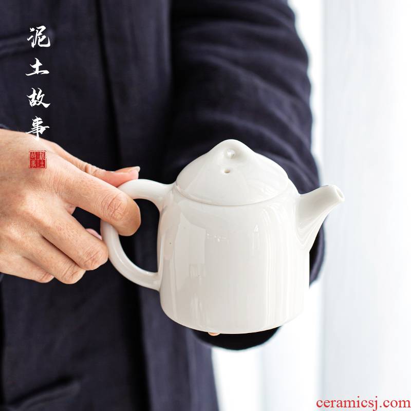 Dehua white porcelain ceramic teapot with filter domestic large single kunfu tea tea pot of 250 ml