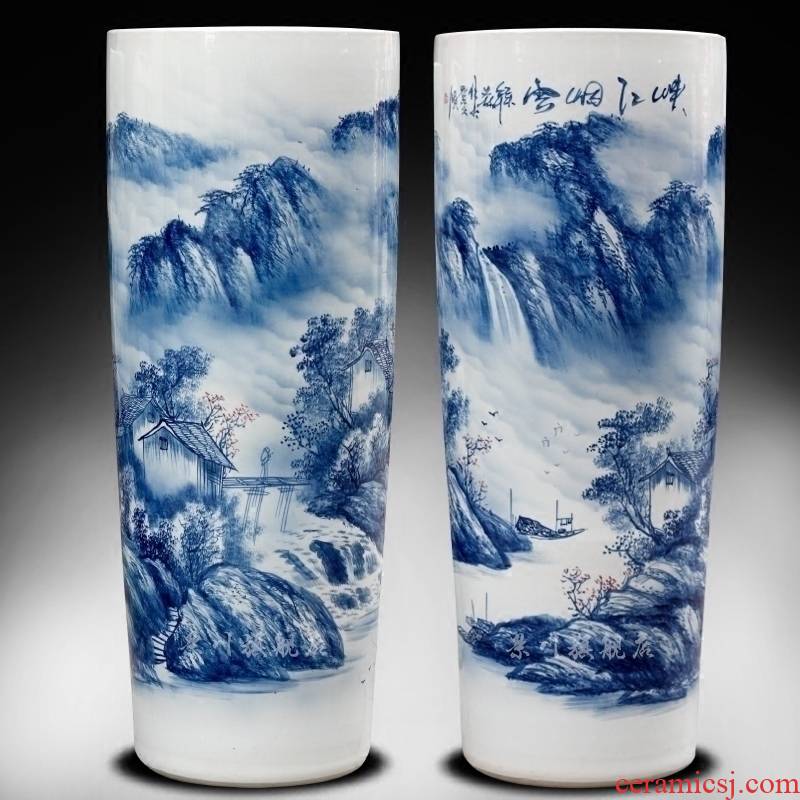 Jingdezhen ceramic hand - made scenery of large vase home furnishing articles modern quiver landing craft ornaments sitting room