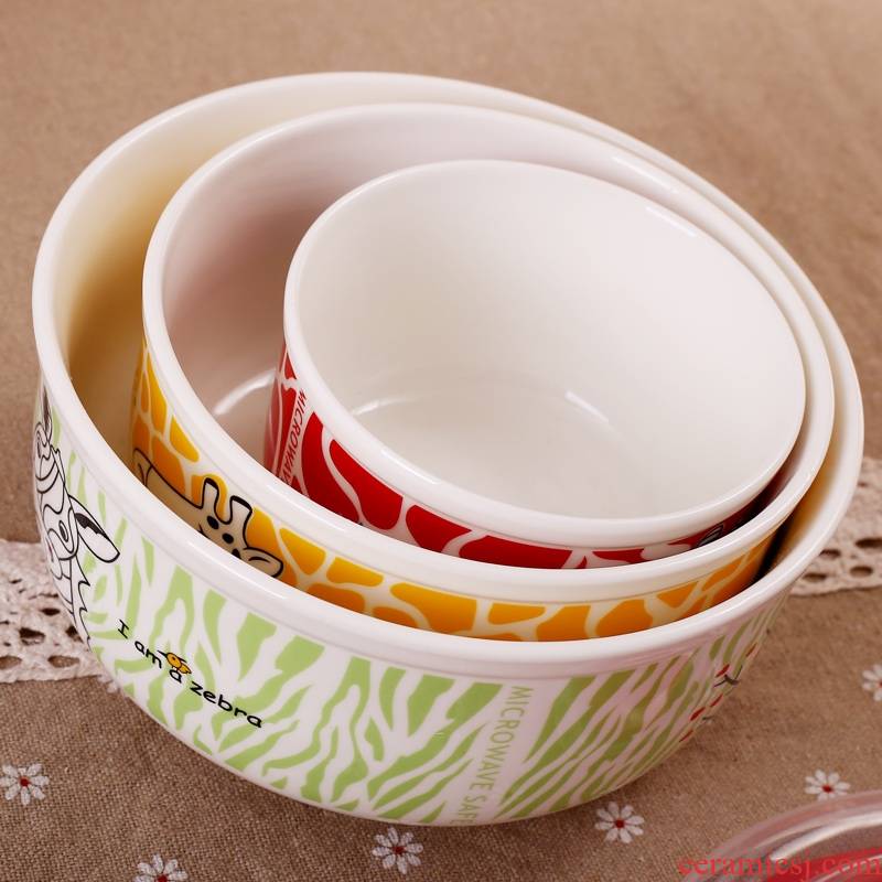 Qiao mu CMK ceramic lunchbox crisper suits for sealed with cover three - piece microwave bento box of fresh instant noodles
