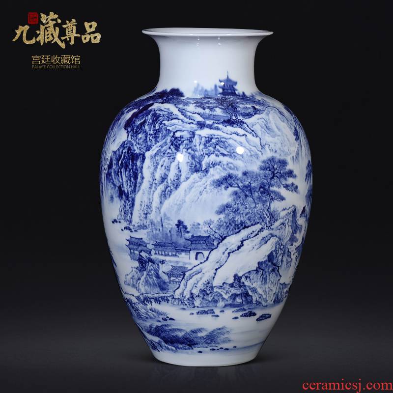 Dong - Ming li master hand - made scenery of blue and white porcelain vase Chinese jingdezhen ceramics sitting room porch TV ark, furnishing articles
