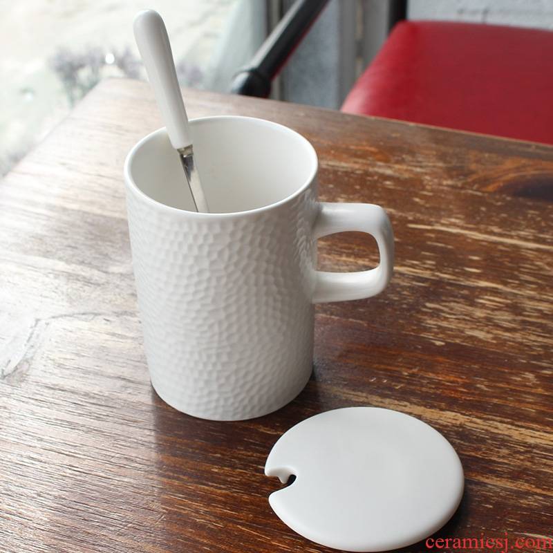 Qiao mu new individuality creative glass ceramic keller of coffee cup with cover with a spoon, picking household drinking water cup