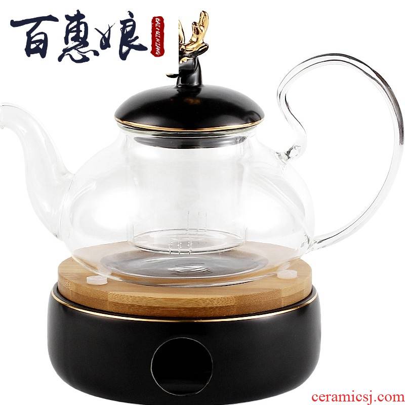 (niang Nordic glass pot of flower pot heating of preserve one 's health of cooked fruit tea scented tea tea set base