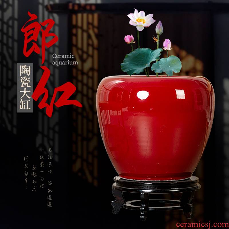Jingdezhen ceramic aquarium ruby red of Chinese style furnishing articles home sitting room more large landscape garden is suing decoration