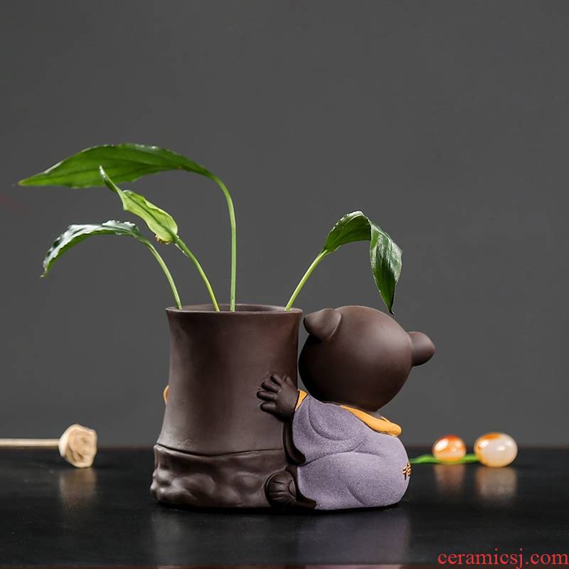 Qiao mu ceramic tea set tea tray parts ceramic tea six gentleman brush pot green plant pot