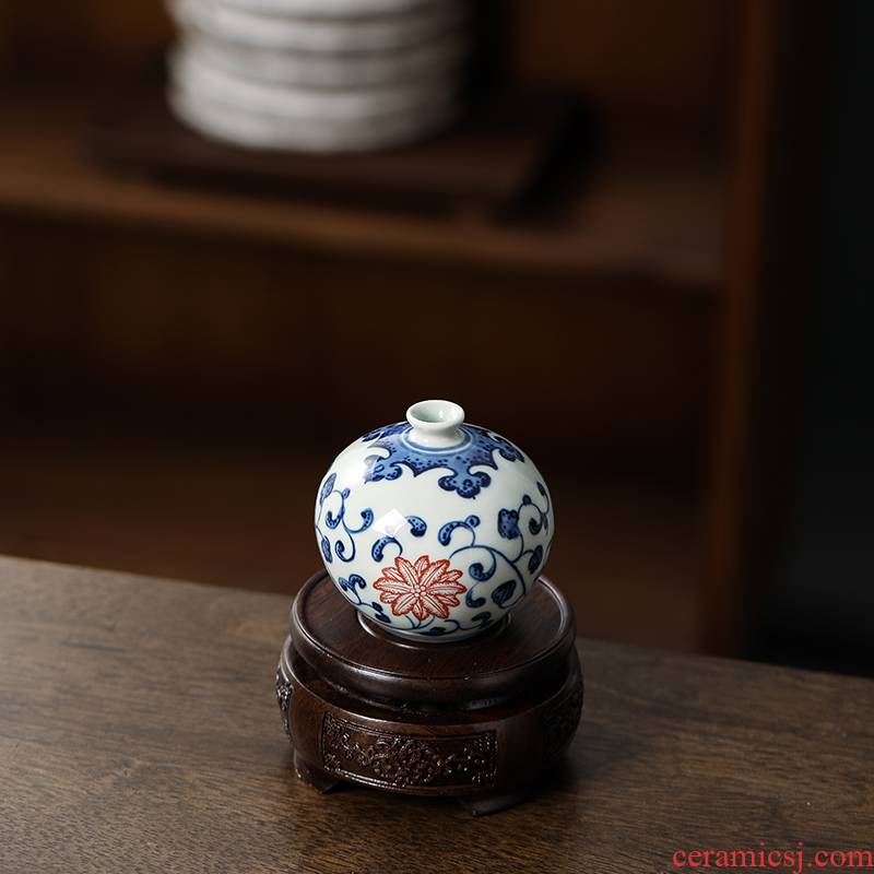 Furnishing articles base solid wood bracket flowerpot vase, the teapot stone, fish tank censer Buddha red wooden circular base