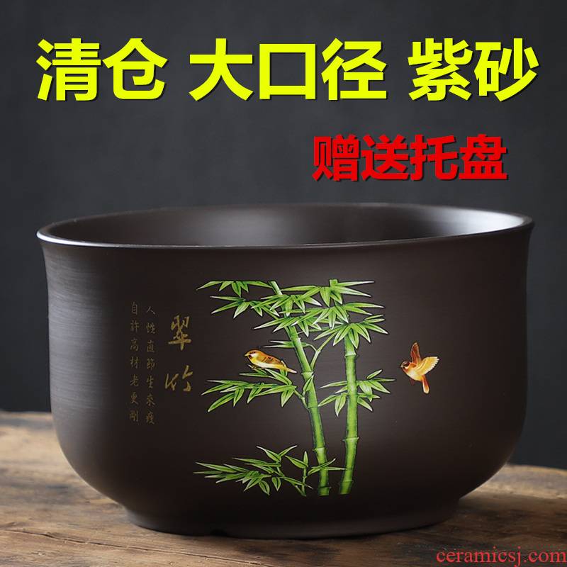Large diameter bonsai pot purple sand pottery and porcelain flowerpot coarse pottery breathable with tray was special offer a clearance of Large - sized orchid flower POTS