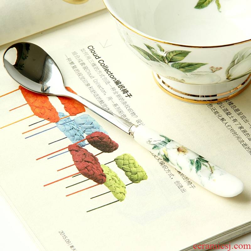 Qiao mu 【 】 【 tea service of form a complete set of coffee spoon 】 han edition ipads porcelain ceramic small coffee spoon, spoon, cream run out