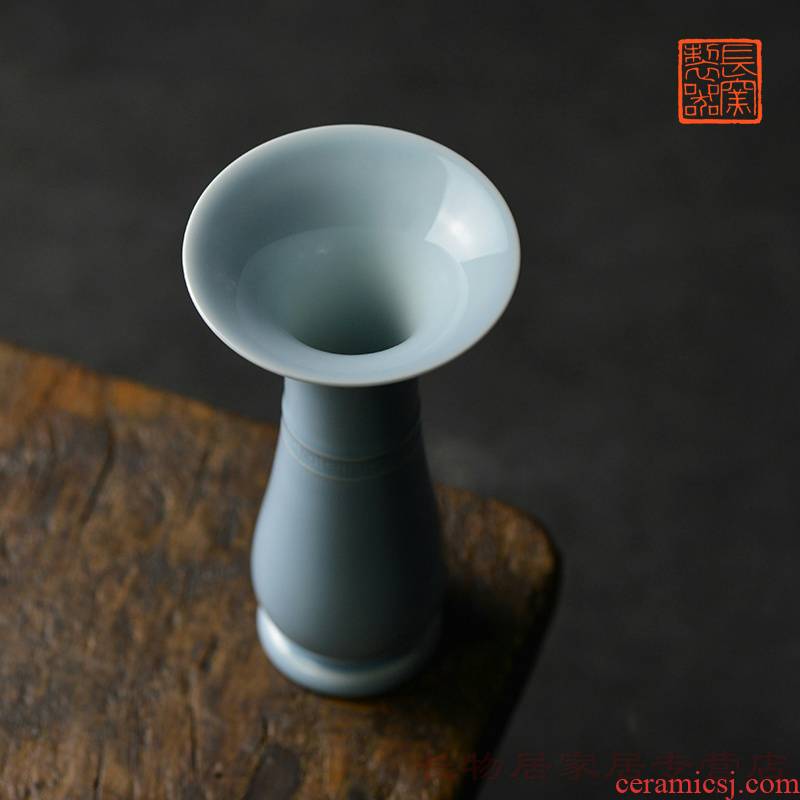 Offered home - cooked ju long up controller shamrock glaze in the spring and autumn vessels bottle of flower vase with jingdezhen pure manual archaize ceramic vase that occupy the home