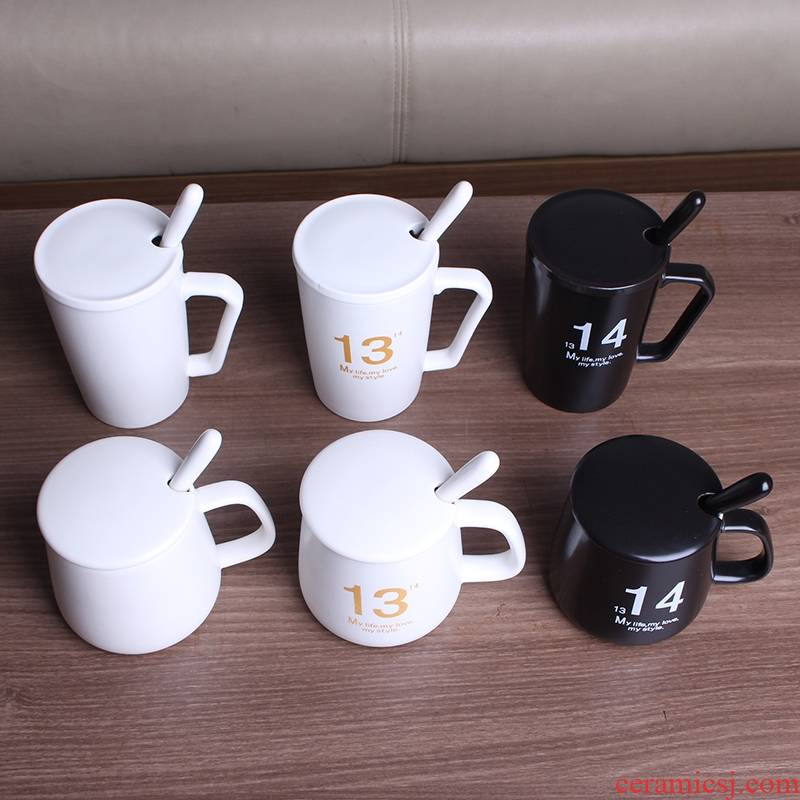 Qiao mu household ceramic water glass mugs family ultimately responds the cup suit the parent - child milk coffee cup