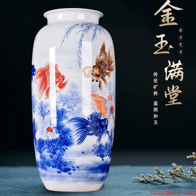 Jingdezhen ceramics hand - made vases and flower arranging place of new Chinese style household to decorate the living room TV cabinet
