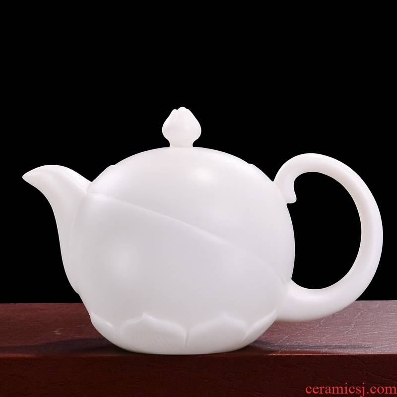 Qiao mu dehua white porcelain teapot Lin, Dongxiang, manually signed teapot suet jade porcelain tea, kungfu tea set ceramic pot