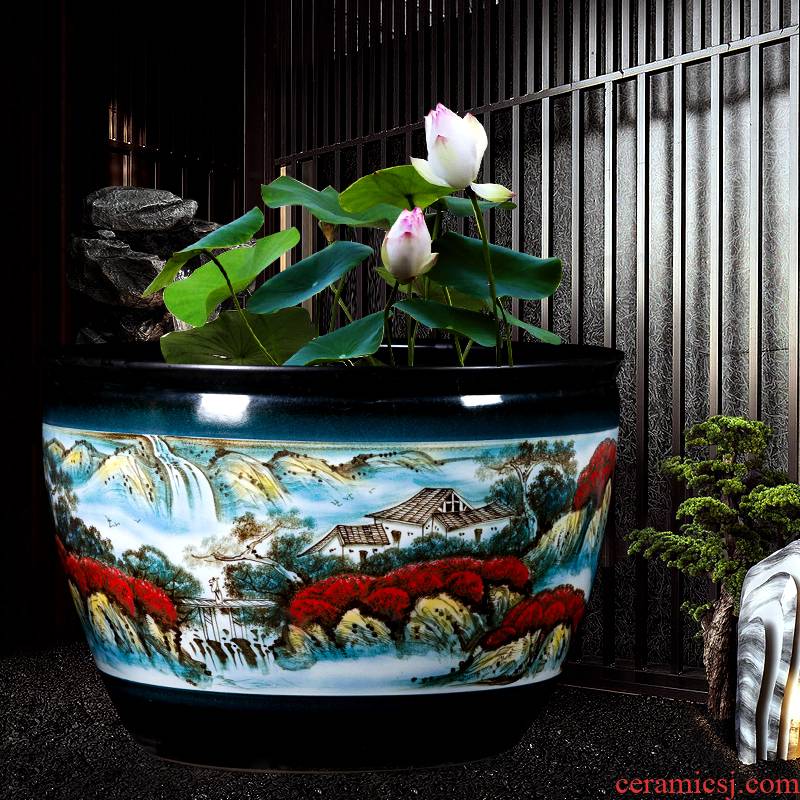 Jingdezhen ceramic aquarium landscape decoration furnishing articles large water lily bowl lotus home is suing balcony garden ornaments