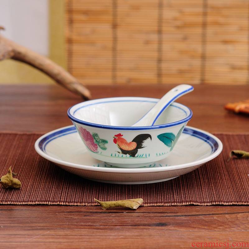 The rooster ceramic hotel supplies bowl which suits for Chinese style hotel restaurant chain table tableware 4 times