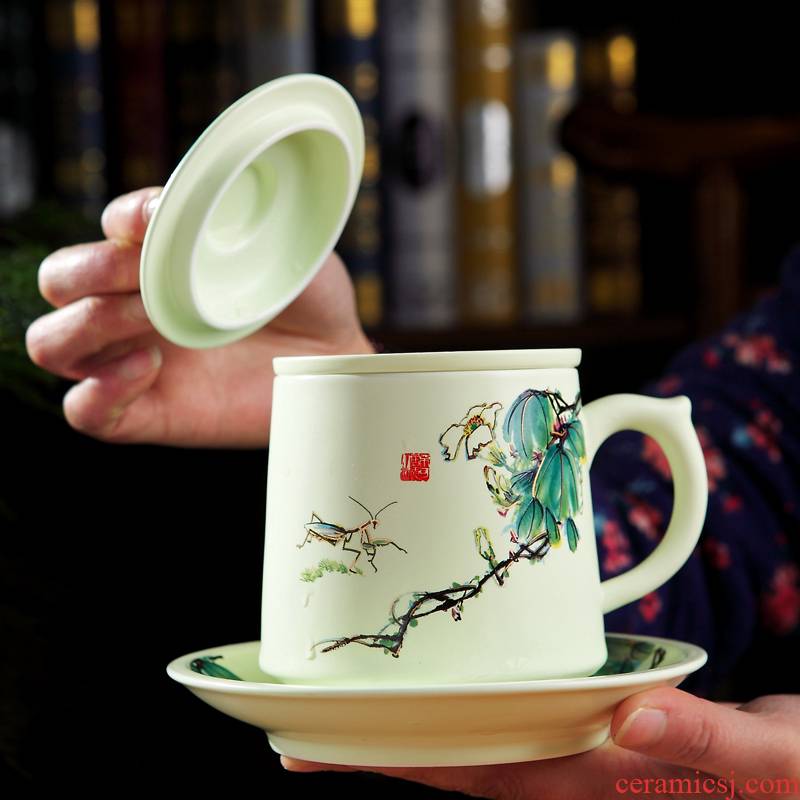 Jingdezhen ceramic cups with cover filter tea separate personal home office dedicated men and women make tea cups