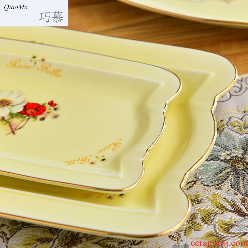Qiao mu European new ceramic tableware disc creative household elliptical rectangle up phnom penh hotel sets group