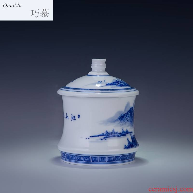 Qiao mu tea sets jingdezhen hand - made ceramic keller cups with cover glass office tea cups