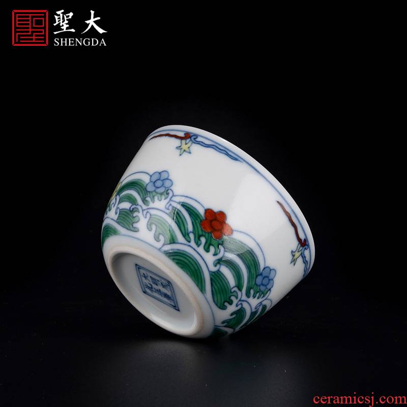 Holy big porcelain doucai bucket color out of the water lines lie fa cup jingdezhen high - grade tea kungfu tea cups