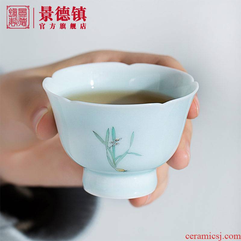 Jingdezhen official flagship store ceramic cups personal tea masters cup tea kungfu tea green hand