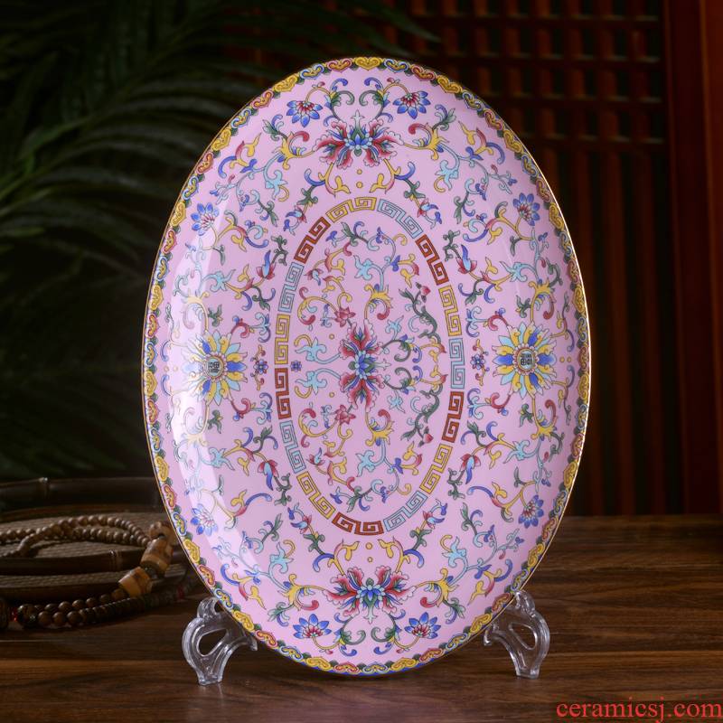 Jingdezhen porcelain enamel fish plate of Chinese style household ipads porcelain oval dish steamed fish dish palace antique dish