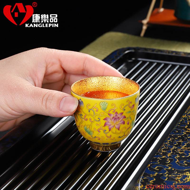 Recreational product court enamel color gold wind small ceramic cups of tea light sample tea cup master cup kung fu tea cup home