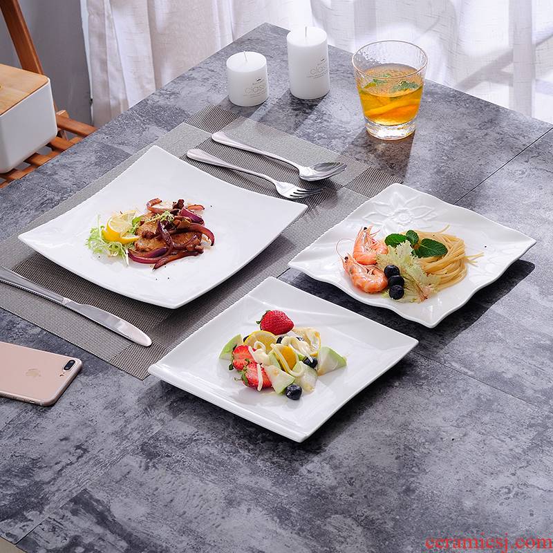 Western food dish steak plate of creative white snack flat dish dish household ceramics tableware fish dish