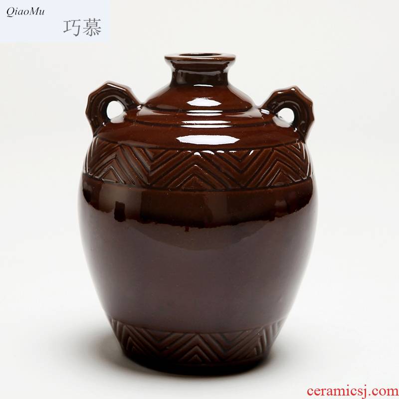 Qiao mu small jar jar of archaize ceramic bottle 2 jins pack a container home empty wine bottle wine words of my ears
