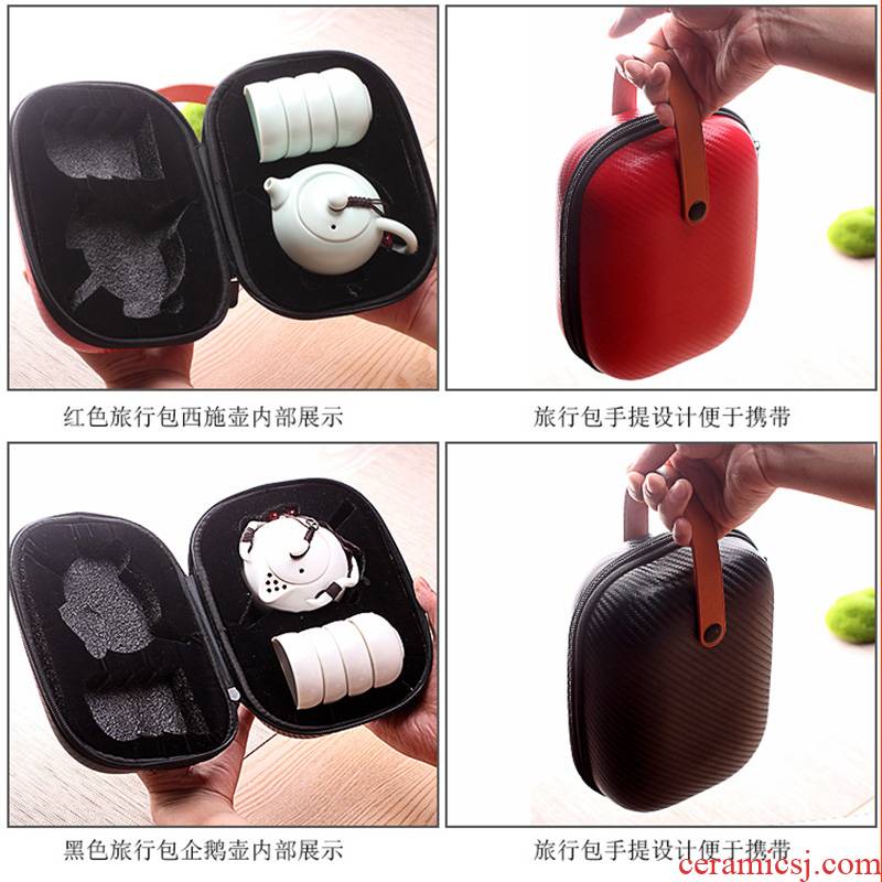 Kung fu tea set four cups portable carry - on luggage ceramic crack pot a pot of tea custom logo