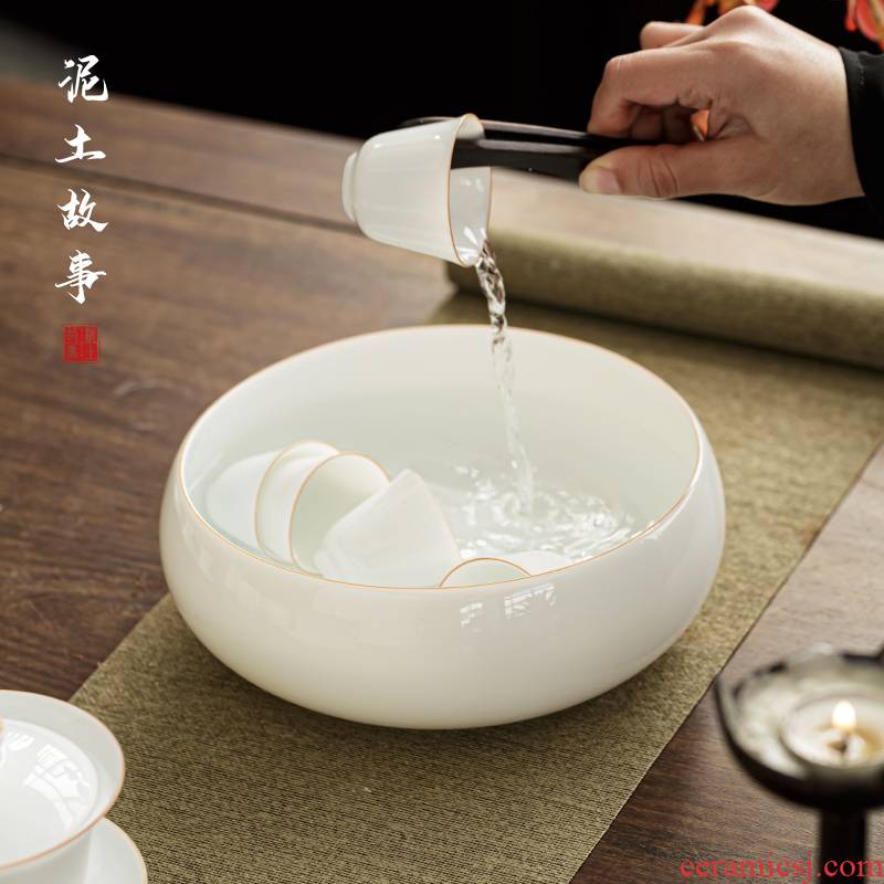 Dehua suet jade cup have large ceramic tea wash jade porcelain white porcelain kunfu tea tea cups water meng, receive money