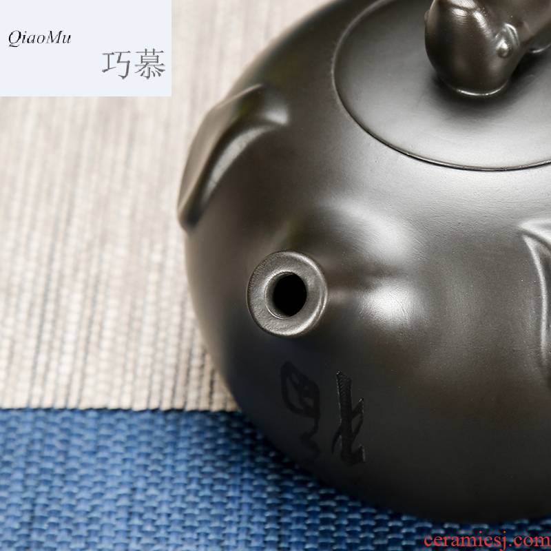 Qiao longed for home office undressed ore dark violet arenaceous mud manual kung fu tea set ceramic teapot tea tea pot
