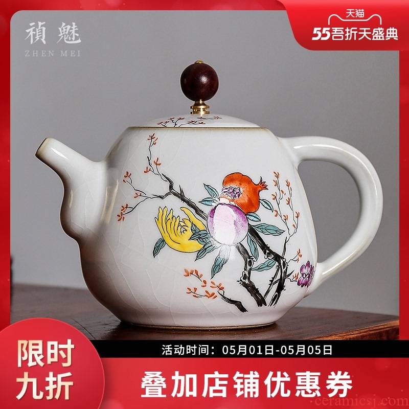 Shot incarnate your up hand - made sanduo jingdezhen ceramic teapot kung fu tea set household slicing can keep single pot teapot