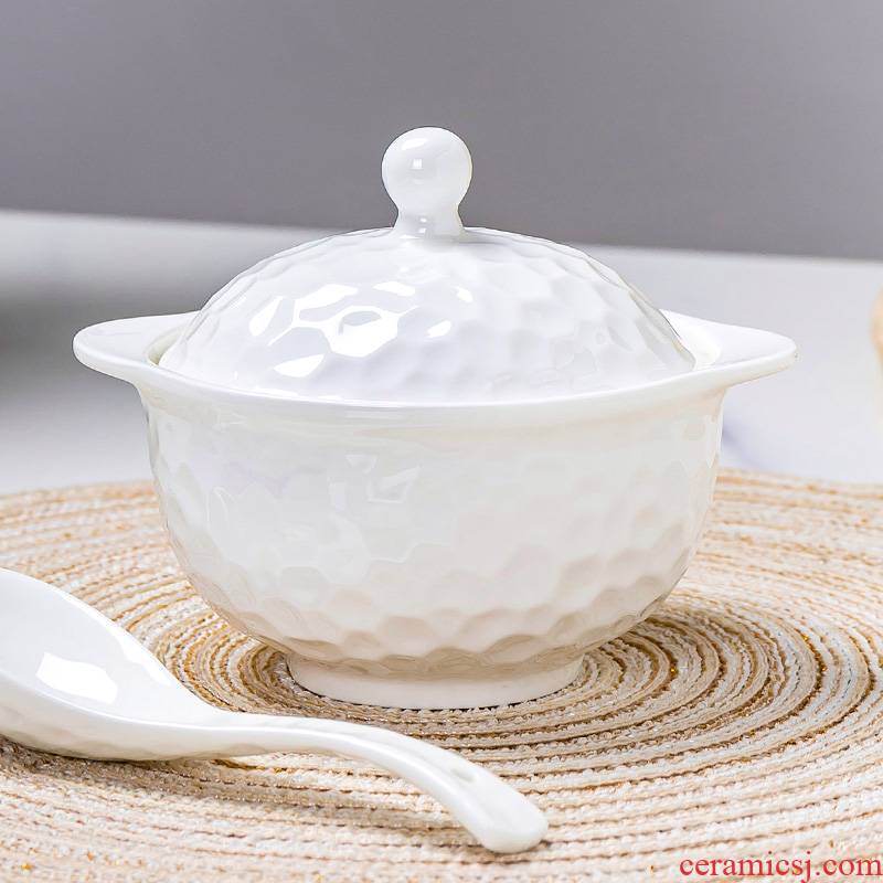 Dessert bowl of steaming white ipads China bird 's nest egg cup clay pot soup as cans soup bowl with cover water household ceramic stew stew
