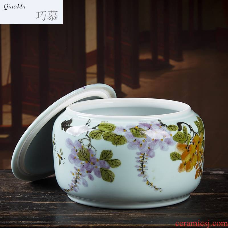 Qiao mu hand - made ceramic tea pot large storage wake POTS sealed as cans white tea tea cake as cans 5-8 cake home