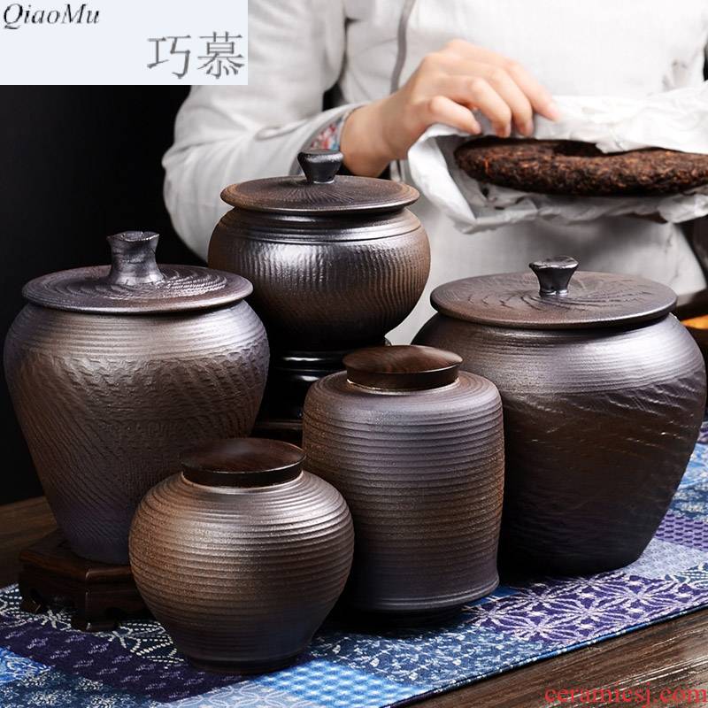 Qiao mu tea packaging gift box the tea caddy fixings barrels of puer tea pot seal size household porcelain restoring ancient ways