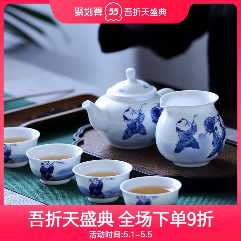 Hand - made figure 8 baby play head was suit jingdezhen Hand - made ceramic kung fu tea set group of domestic cup set