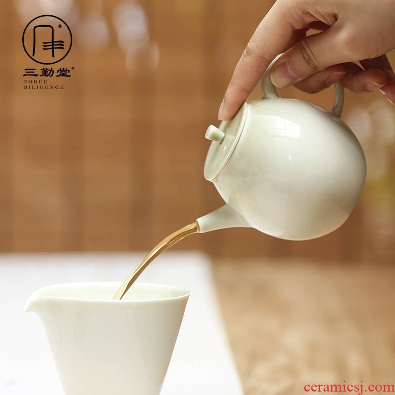 The three frequently little teapot plant ash glaze ceramic single pot of jingdezhen kung fu tea set office home filtration teapot