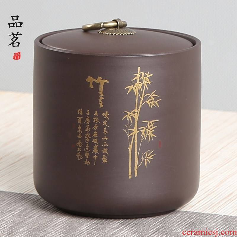 Purple sand tea storage cylinder detong tea cake with large gold 120 g tea infused with cover, green tea, black tea caddy fixings