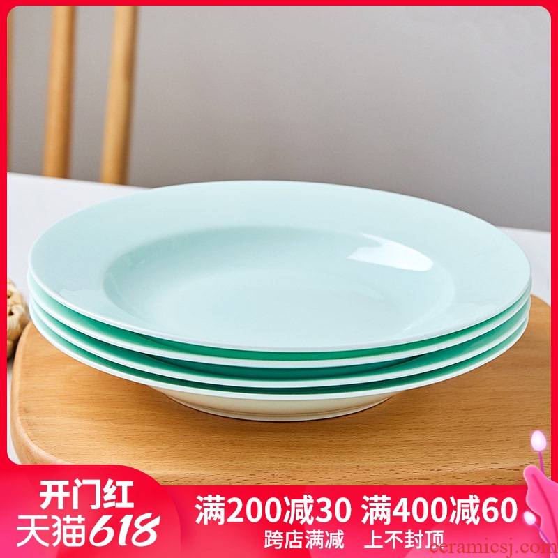 Jingdezhen blue glaze ipads porcelain tableware microwave deep all the household of Chinese style plates plate new ceramic 0