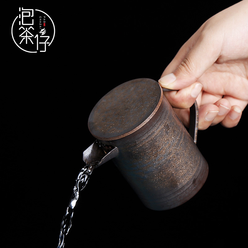 Coarse pottery imitation copper and gold retro Japanese half expressions using kung fu tea set of the filter tea teapot single pot of ceramic kettle