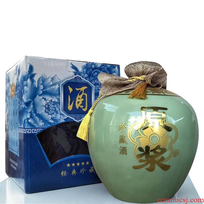 Qiao mu 5 jins of jingdezhen ceramic empty wine wine box carton portable wine wine jar jar 5 jins of seal wine