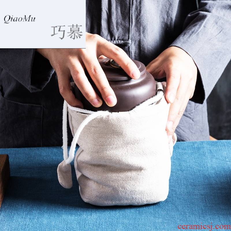 Qiao mu violet arenaceous seal caddy fixings trumpet travel pu - erh tea pot undressed ore portable mini POTS awake to receive package by hand